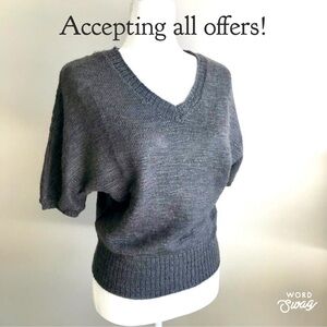 GAP Soft Grey Dolman Sleeve Sweater, Gray Sweater, V Neck, V Back sweater, S